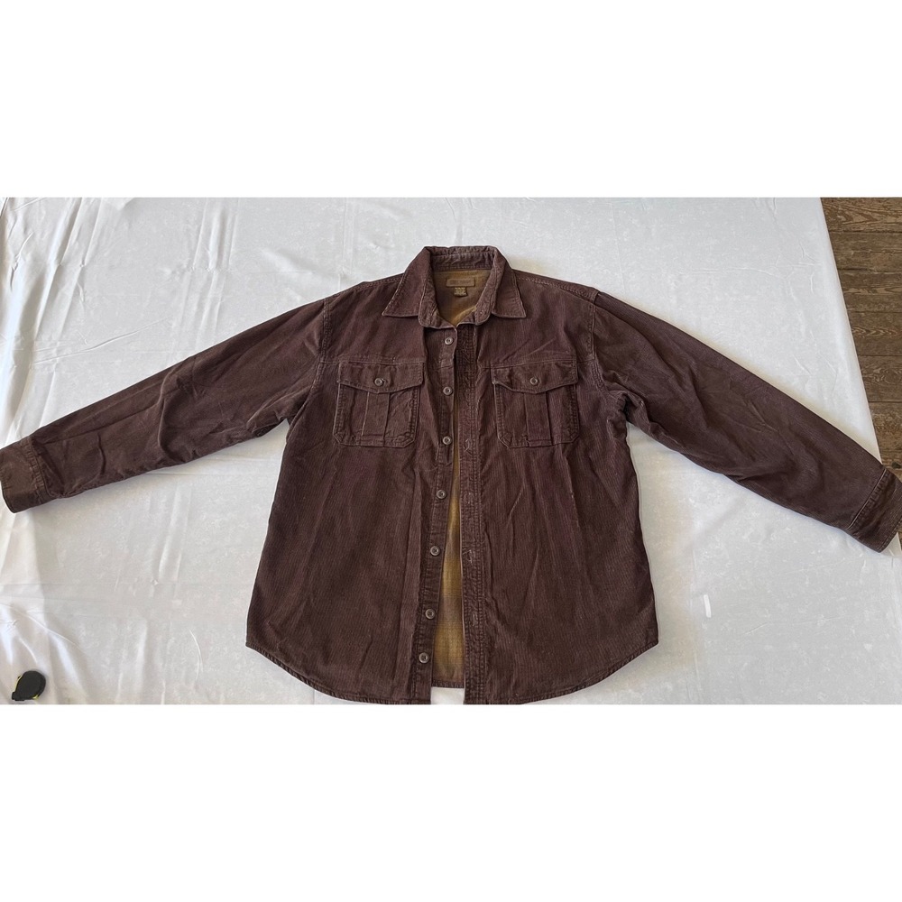 Faded Glory Brown Corduroy Shirt Jacket Mens Medium Chore Barn Coat Grunge Y2K